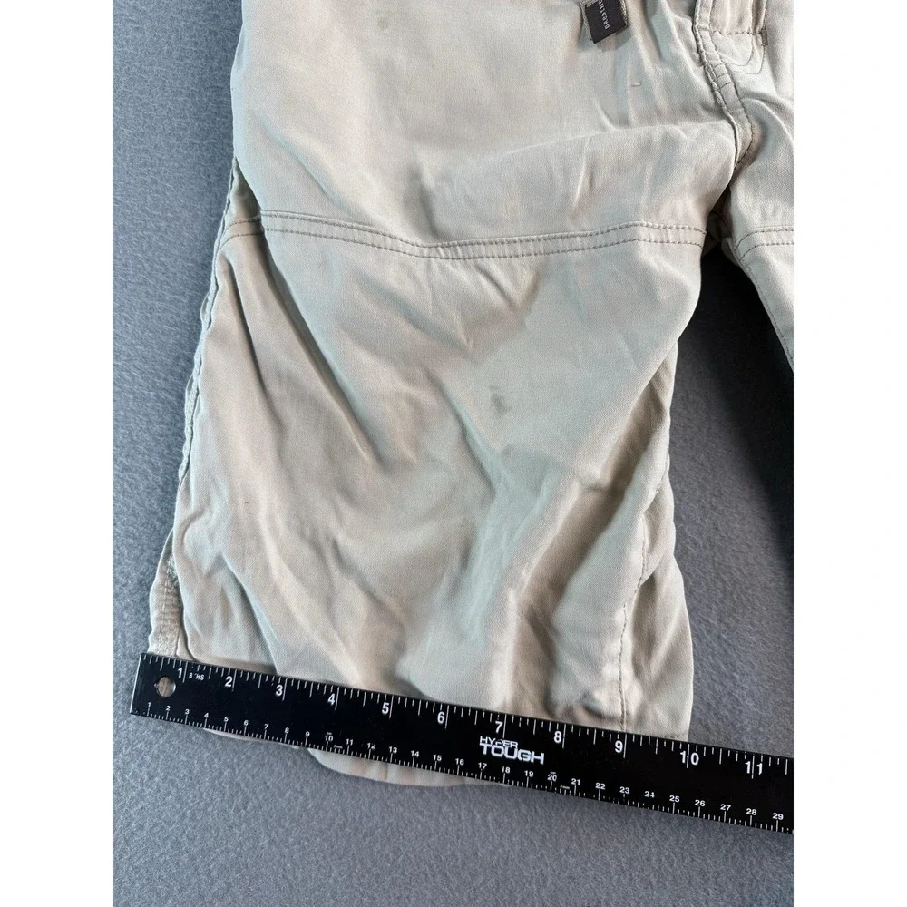 PrAna Zion Shorts Mens M Beige Cargo Canvas Belted 11 Inseam Hiking Casual